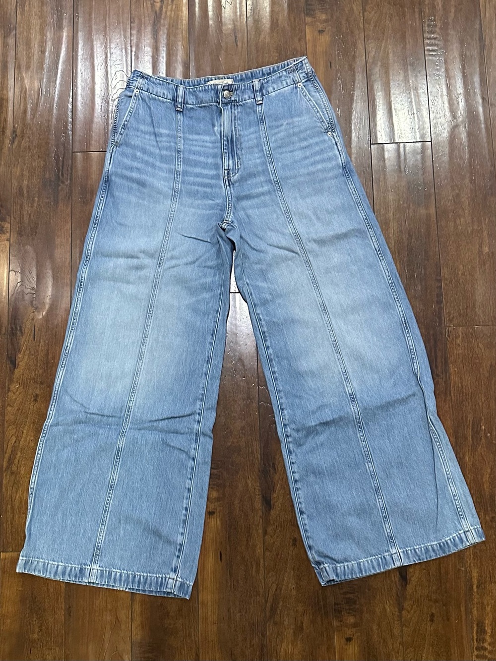 Madewell Light Blue Wide-Leg Paneled Jeans